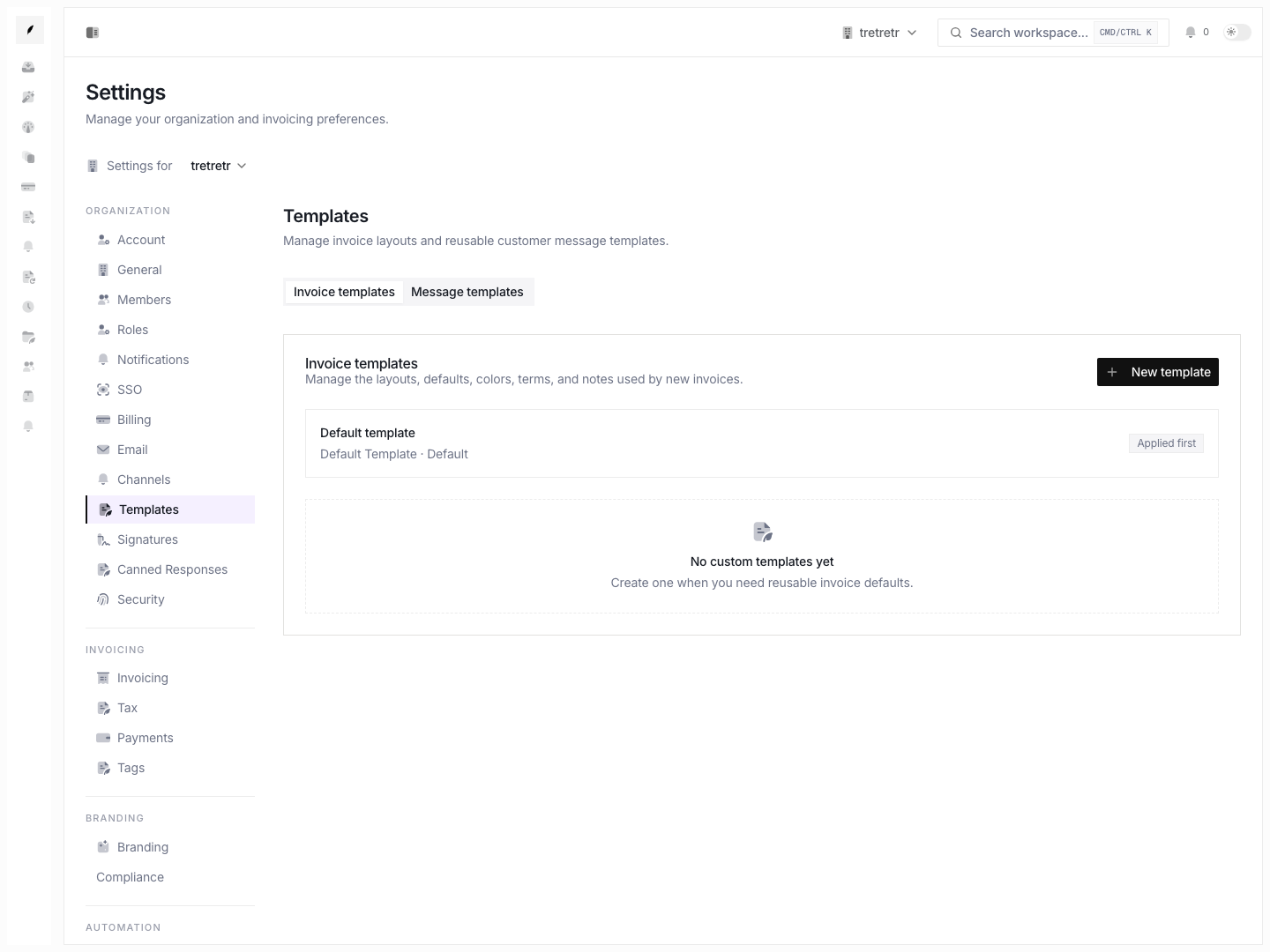 Message templates page showing the shared copy system that teams pair with reminder timing.